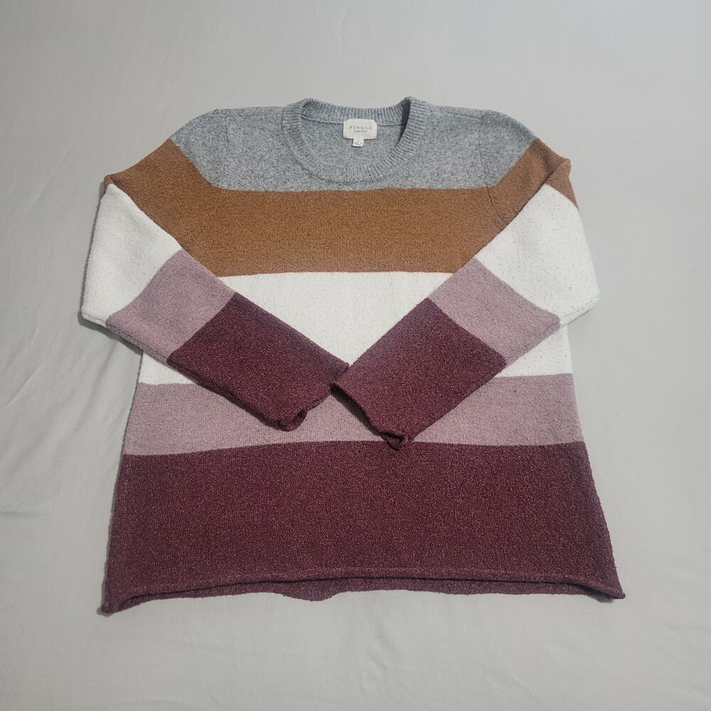 Pinque Women’s Striped Knit Sweater Long Sleeve Pullover Size Medium
